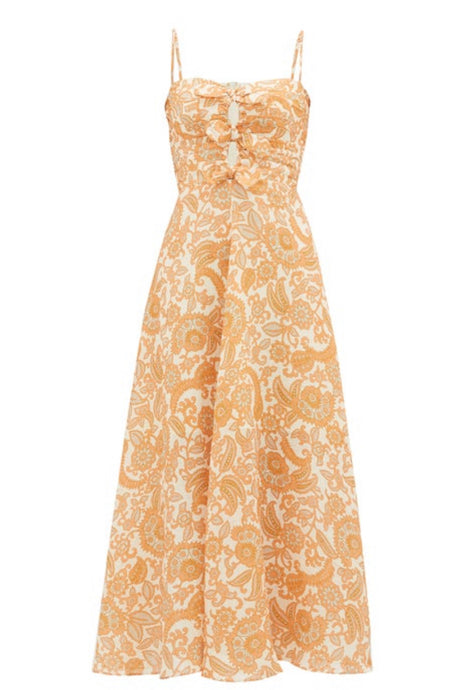 ZIMMERMANN  Peggy paisley-print tie-front linen dress