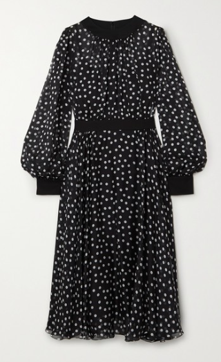 DOLCE & GABBANA Polka-dot silk-blend chiffon midi dress