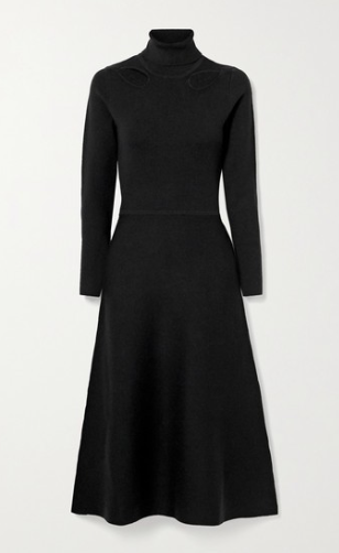 JASON WU Cutout stretch-knit turtleneck midi dress